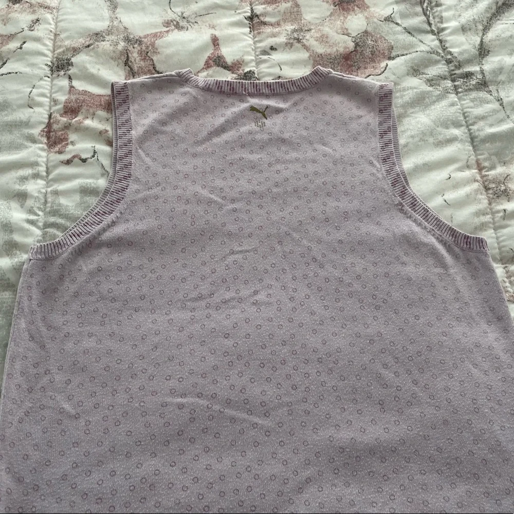 Puma Y2K lavender animal prints cotton preppy academia summer golf vest, size S